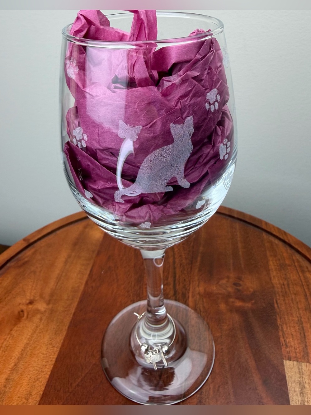 Cat Lovers Etched Wine Glass